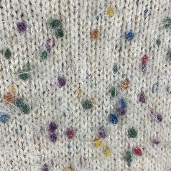 Twee Fuzzy Colorful Rainbow Sprinkle Knit Cream Sweater Medium Large - Picture 9 of 13